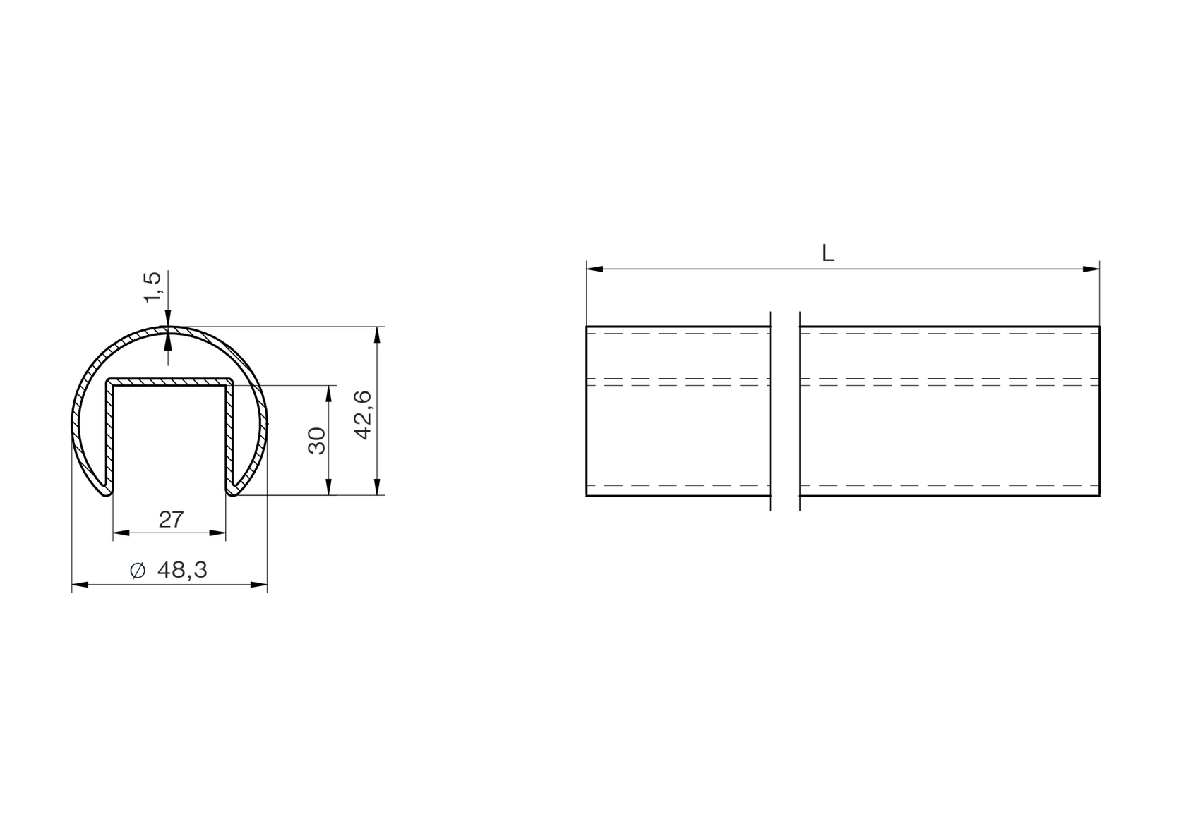 Madlo- držák skla nerezové zábradlí