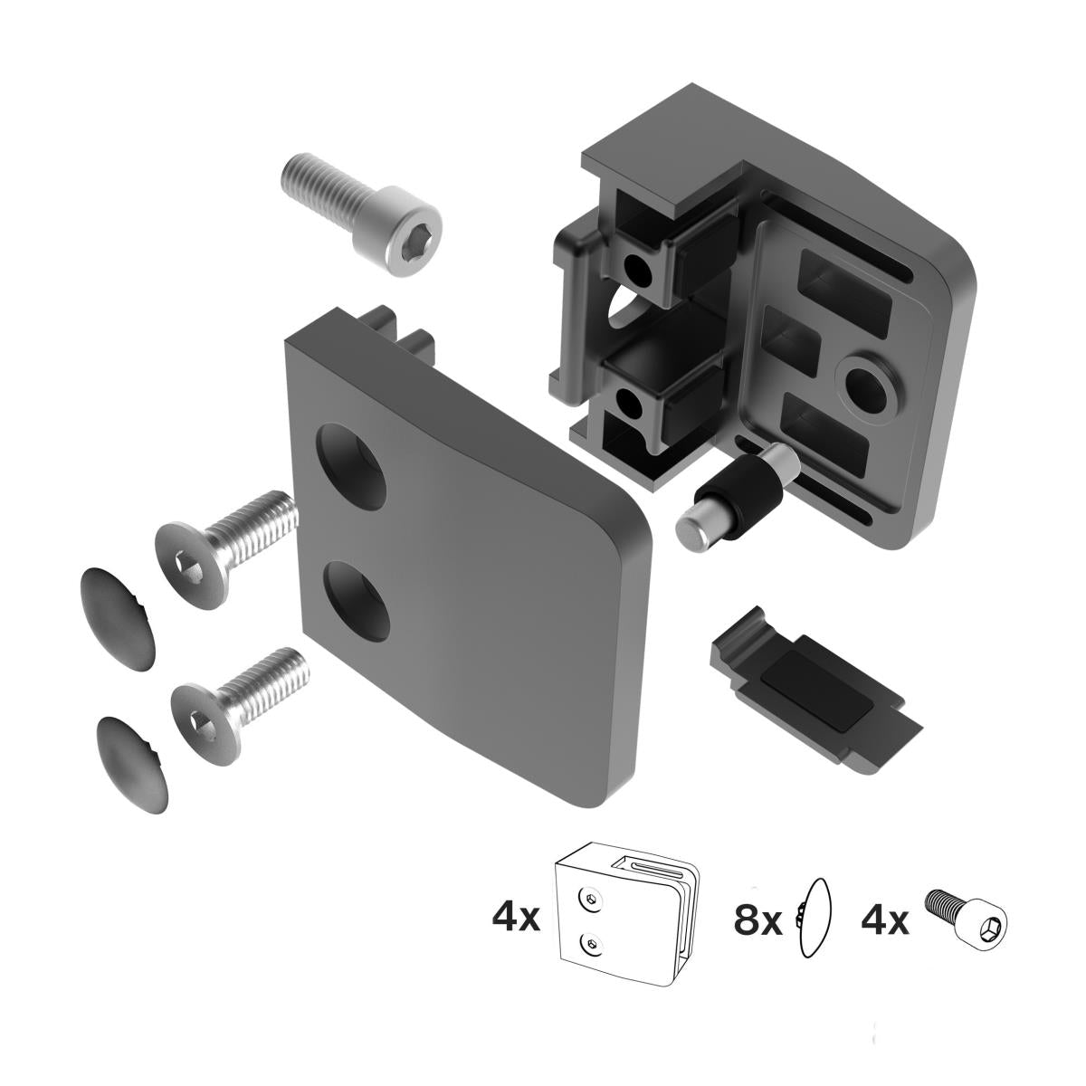 Hranatý držák skla