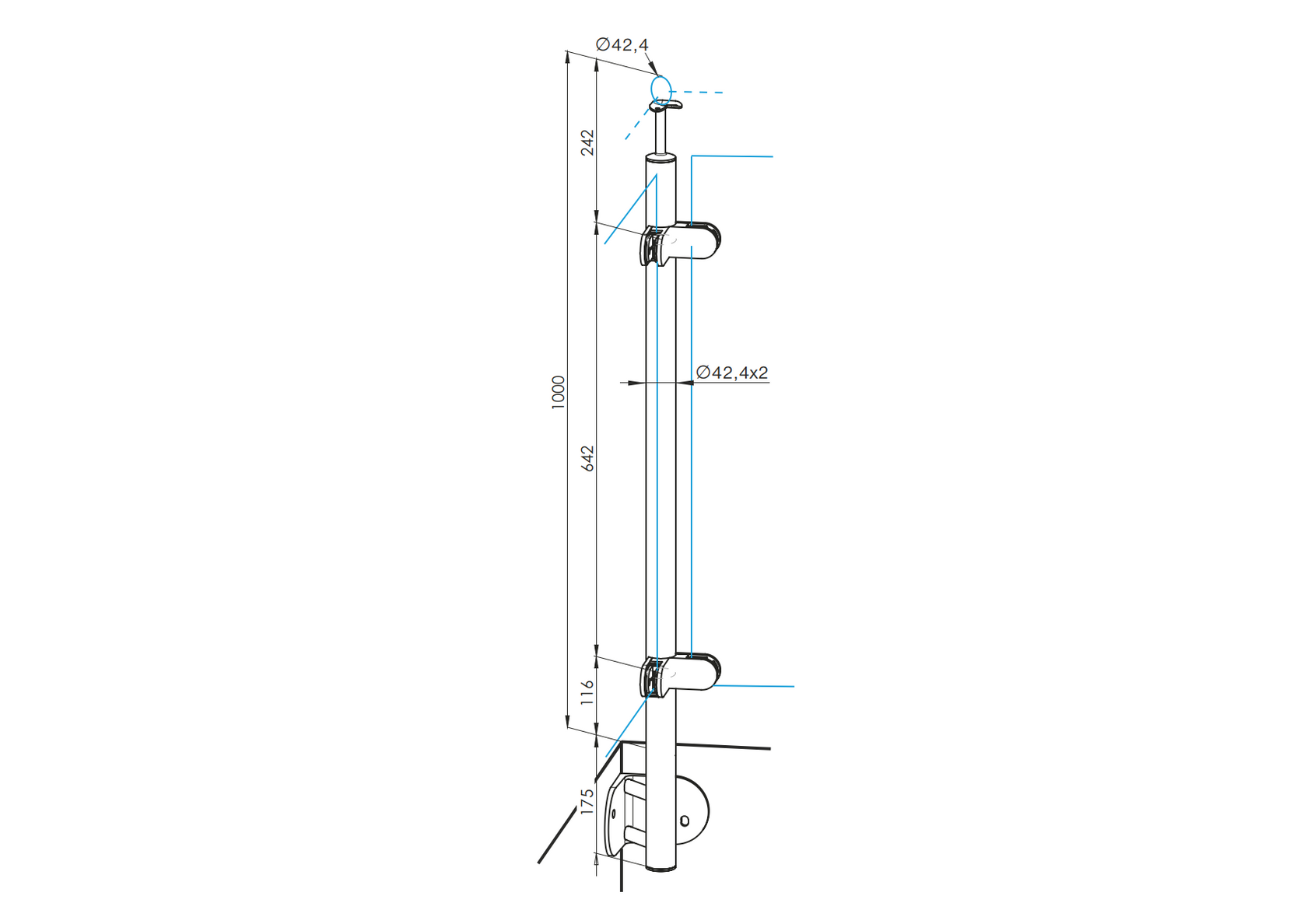 Sloupek nerezový BK-rovné