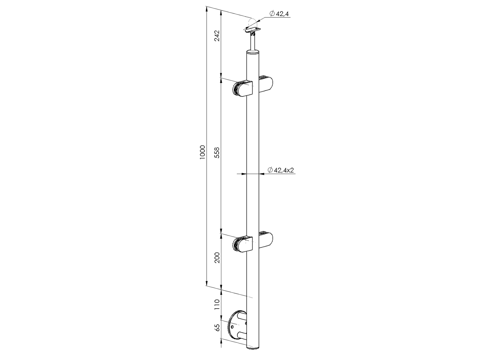 Sloupek nerezový BK-rovné