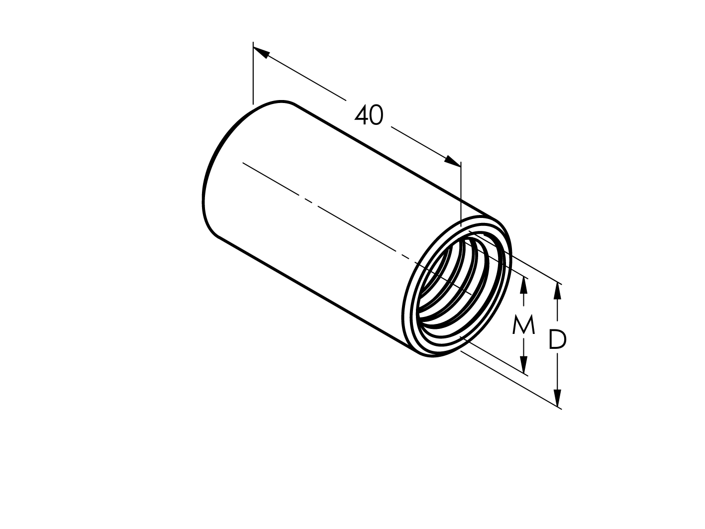 Matice prodlužovací válcová, AISI304, M12x40
