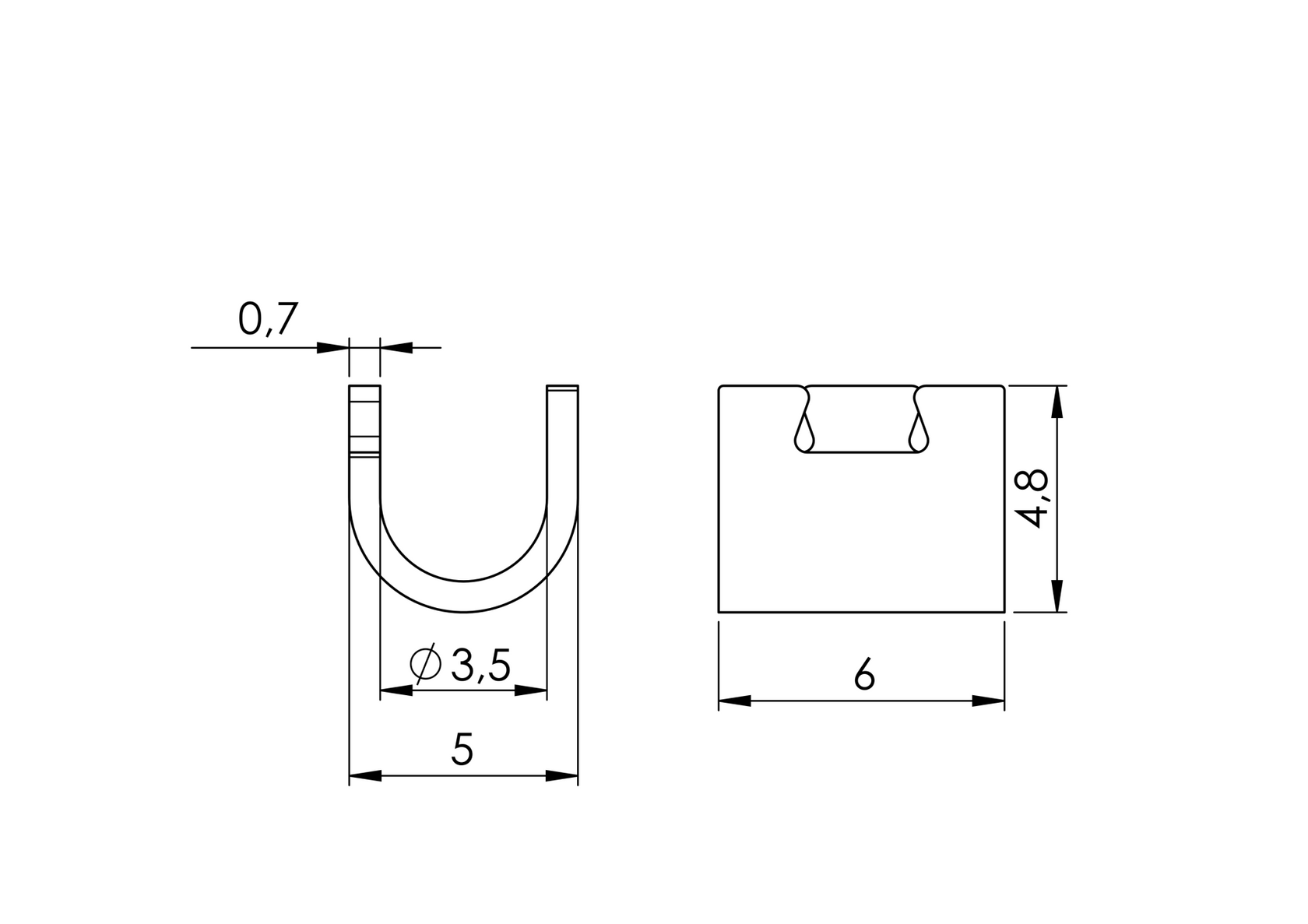 Lisovací pouzdro otevřené pro dvě lanka
