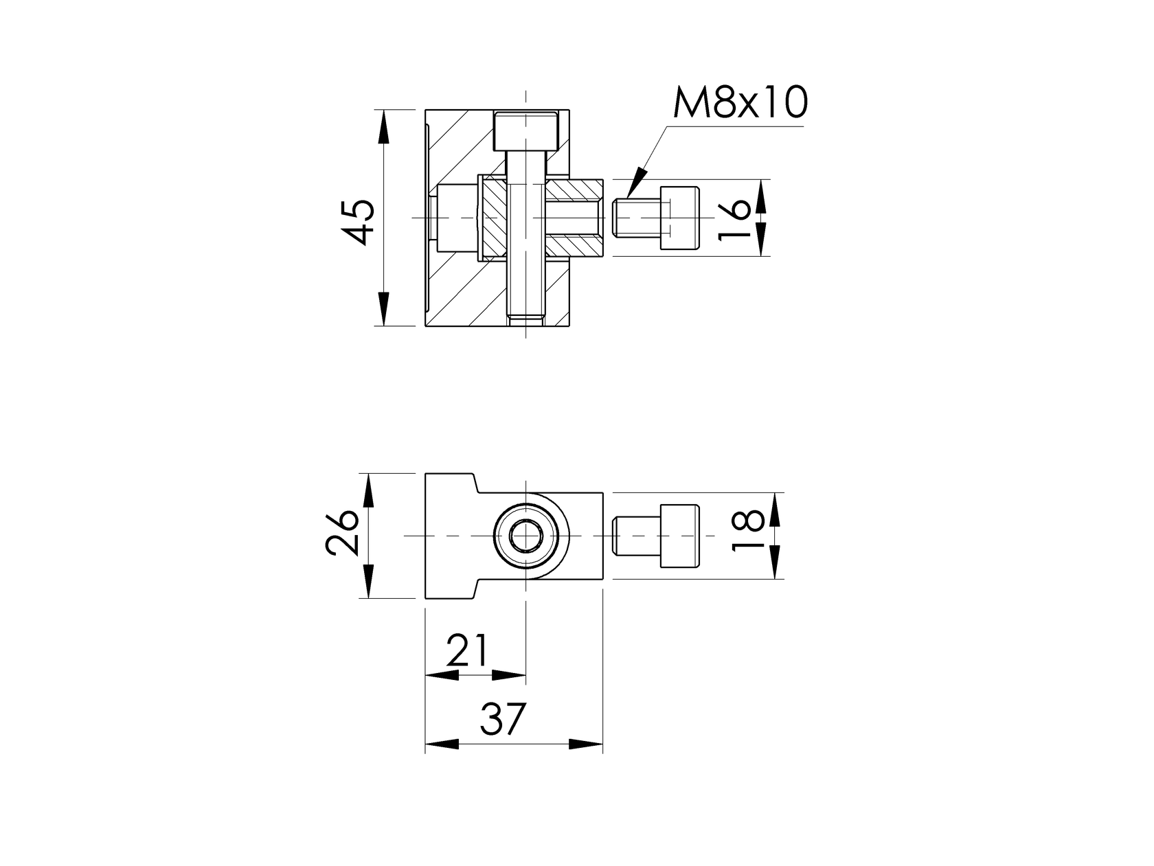 Držák skla - zaves
