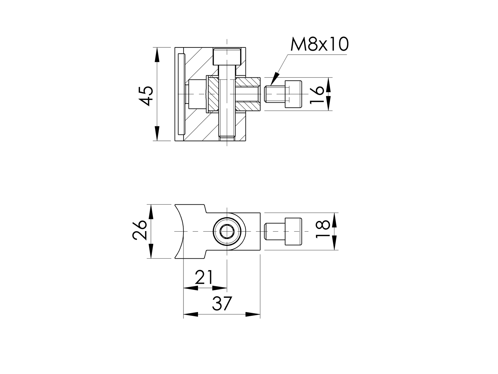 Držák skla - zaves