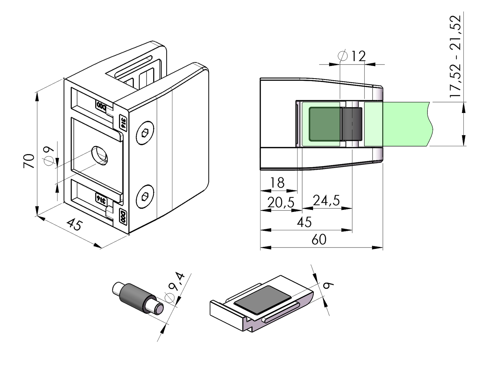 Držák výplně skla