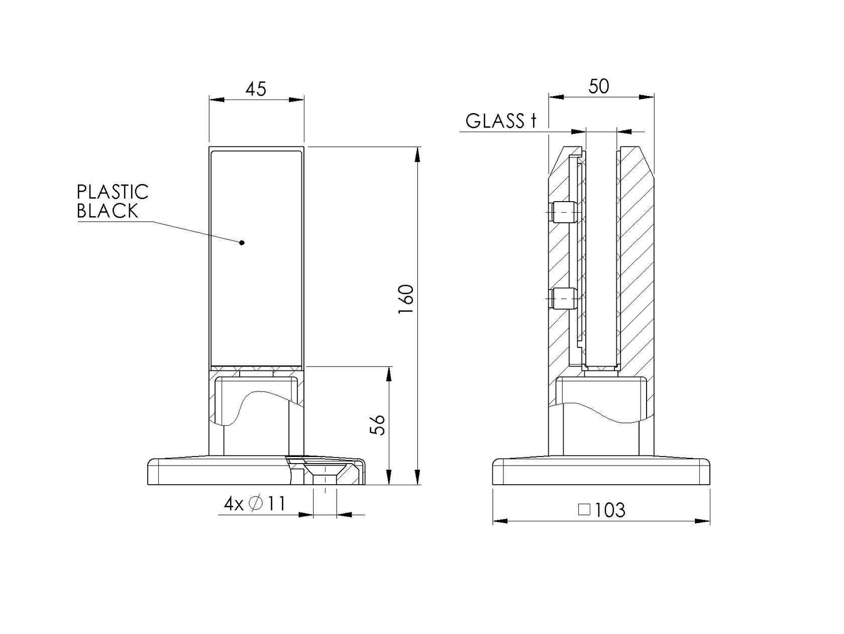 Sloupek-kotvící pro sklo