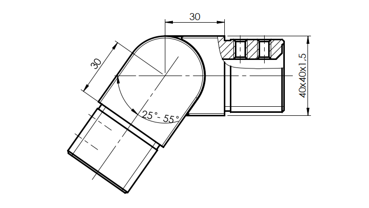 Přechod madla sklo - koleno