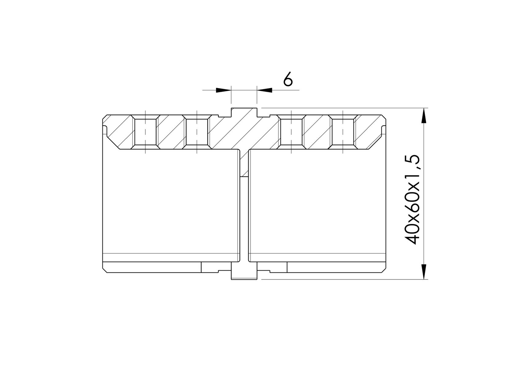 Madlo-držák skla-spojka JP AISI 316,60x40mm