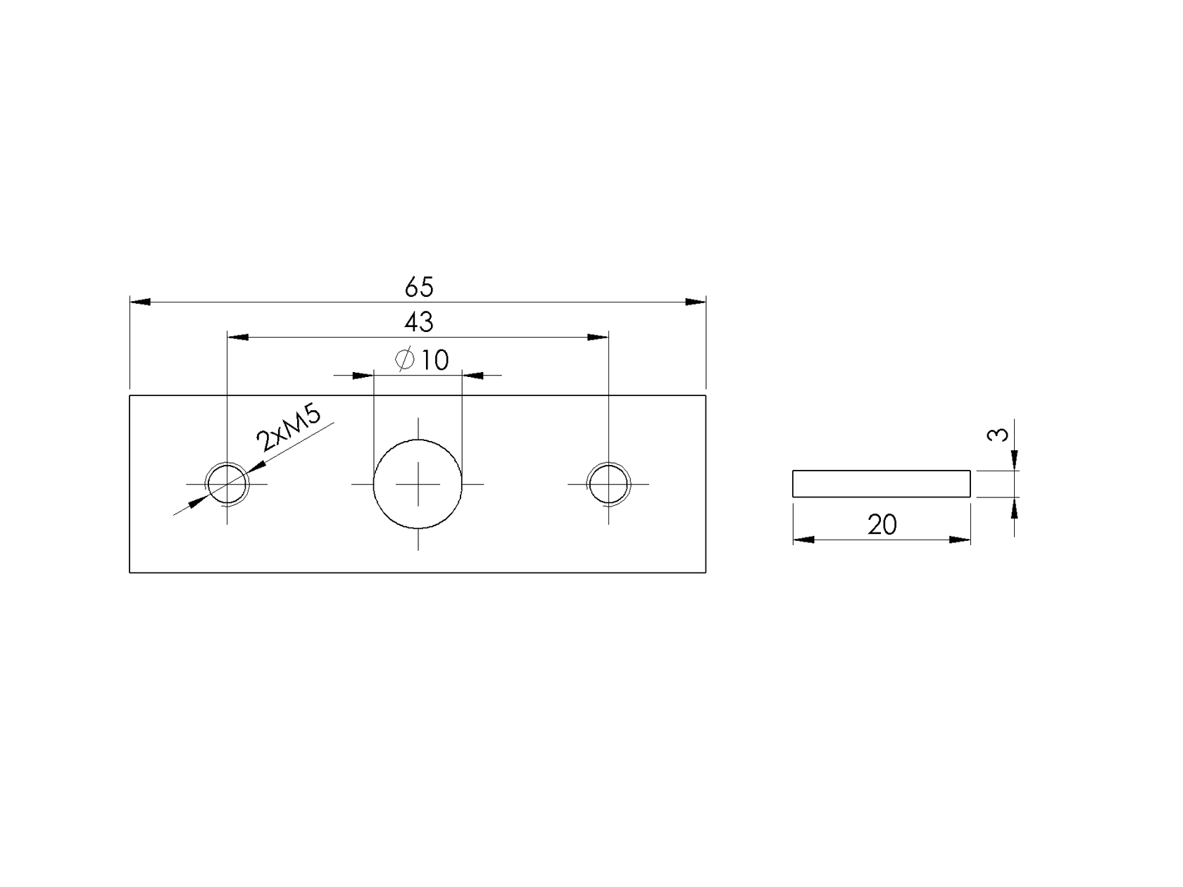 Držák nerez pro LED profil 65x20, AISI 316