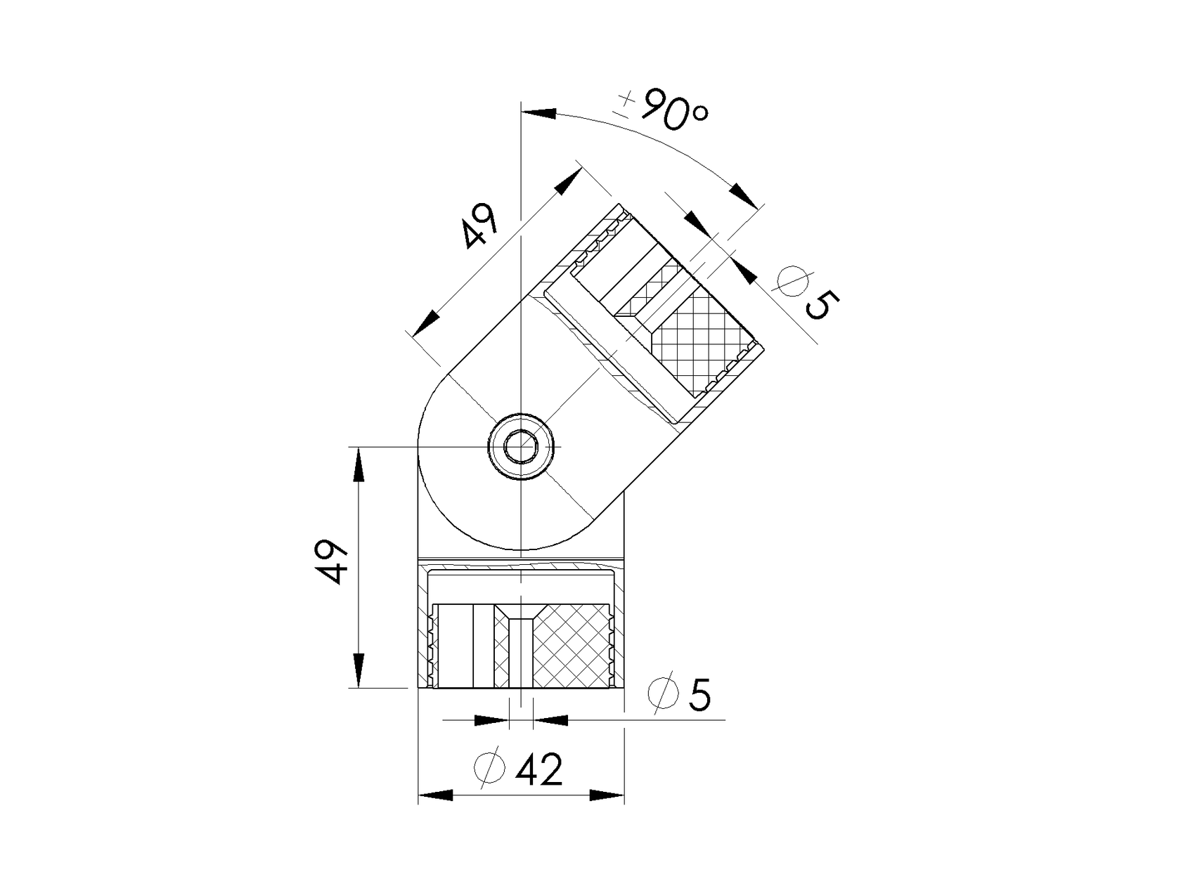Přechod madla nastavitelný / dřevo
