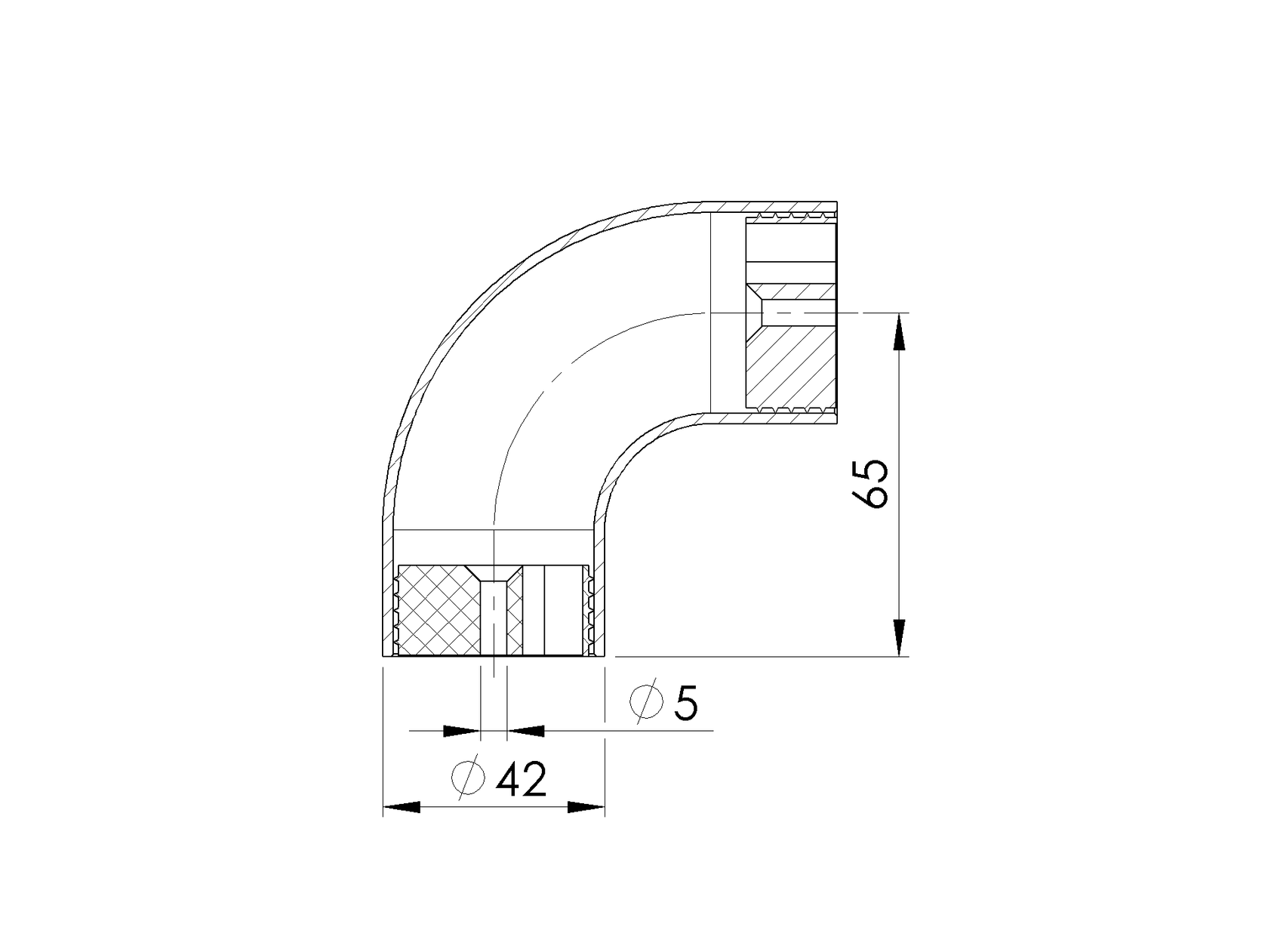 Přechod madla - koleno/dřevo oble 90st.
