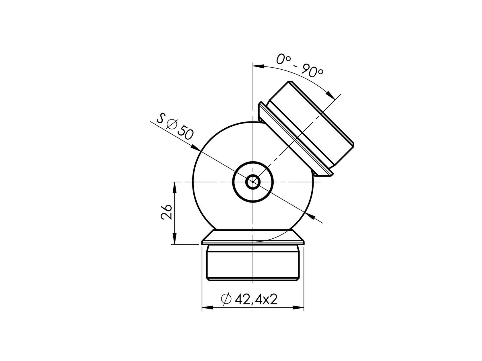 Přechod madla kulový nastavitelný