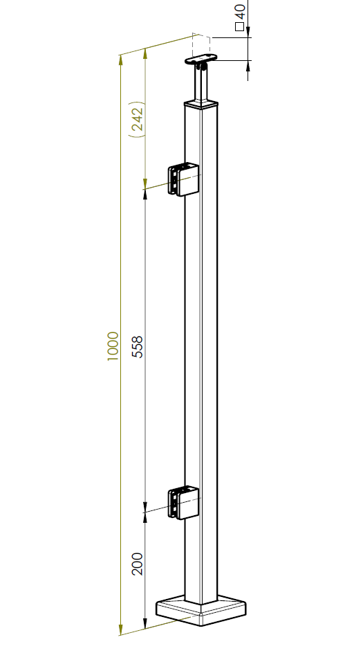Sloupek nerezový ,VK-rovné AISI304, 40x40x2/2xmode