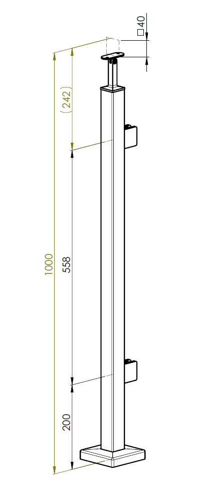 Sloupek nerezový ,VK-rovné AISI304, 40x40x2/2xmode