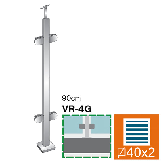 Sloupek nerezový , VK-rovné AISI304, 40x40x2/4xmod