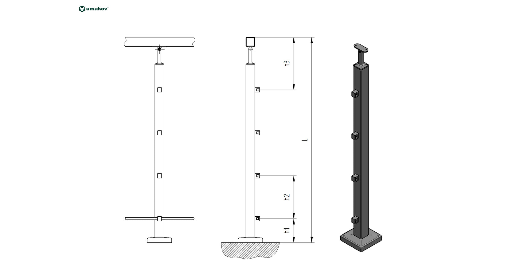 Sloupek antikorový, VK-rovné