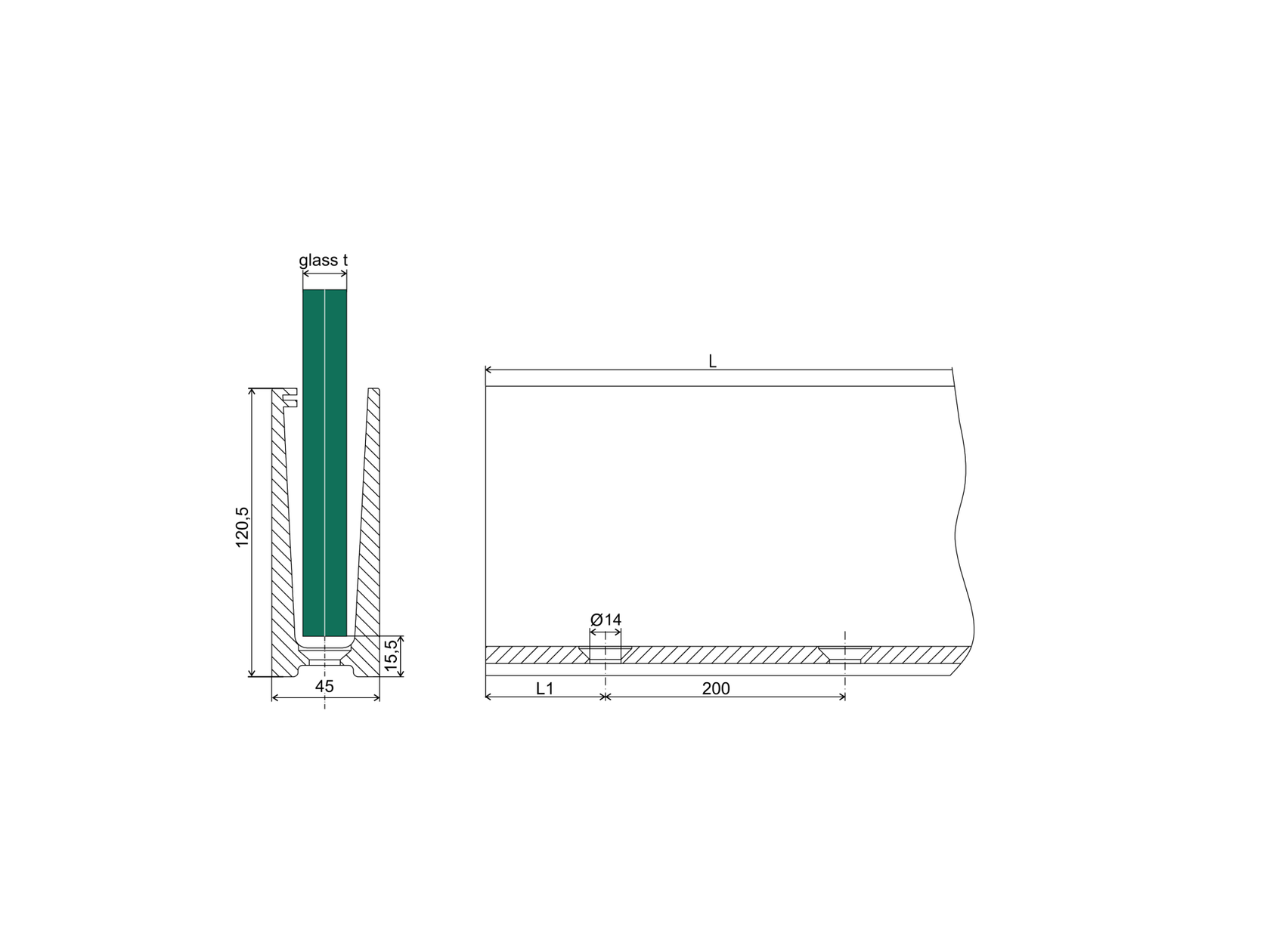 Al kotvící profil - kotvění vrchní