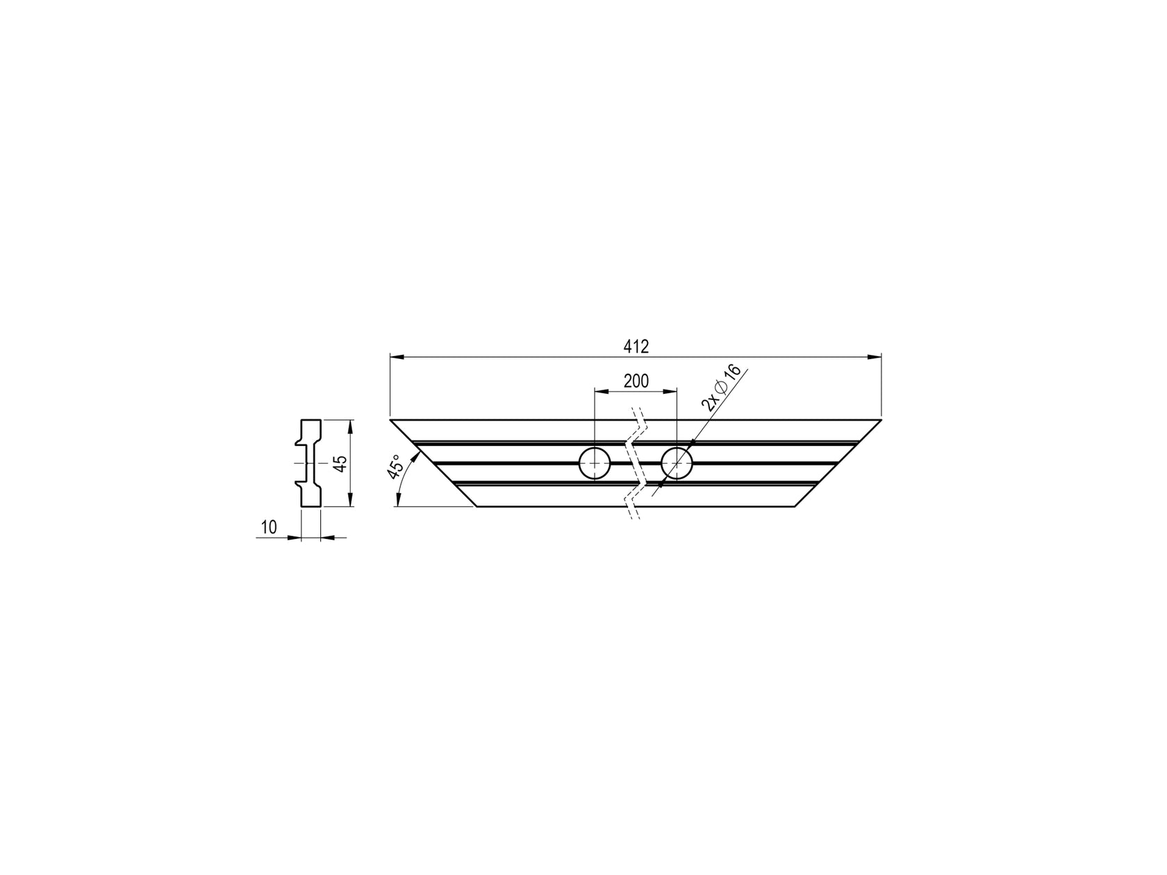 Al kotvící profil - kotvění vrchní lišta odvodnení