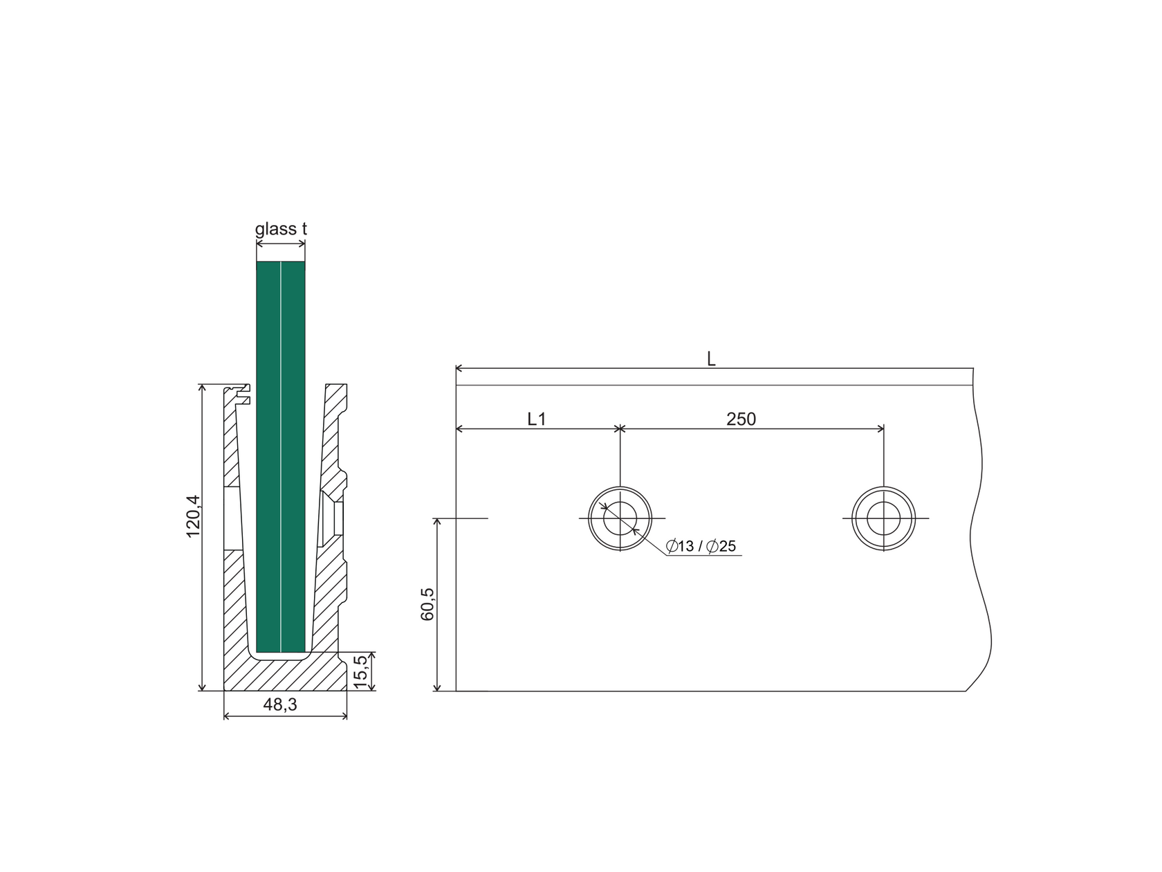 Al kotvící profil - kotvení boční