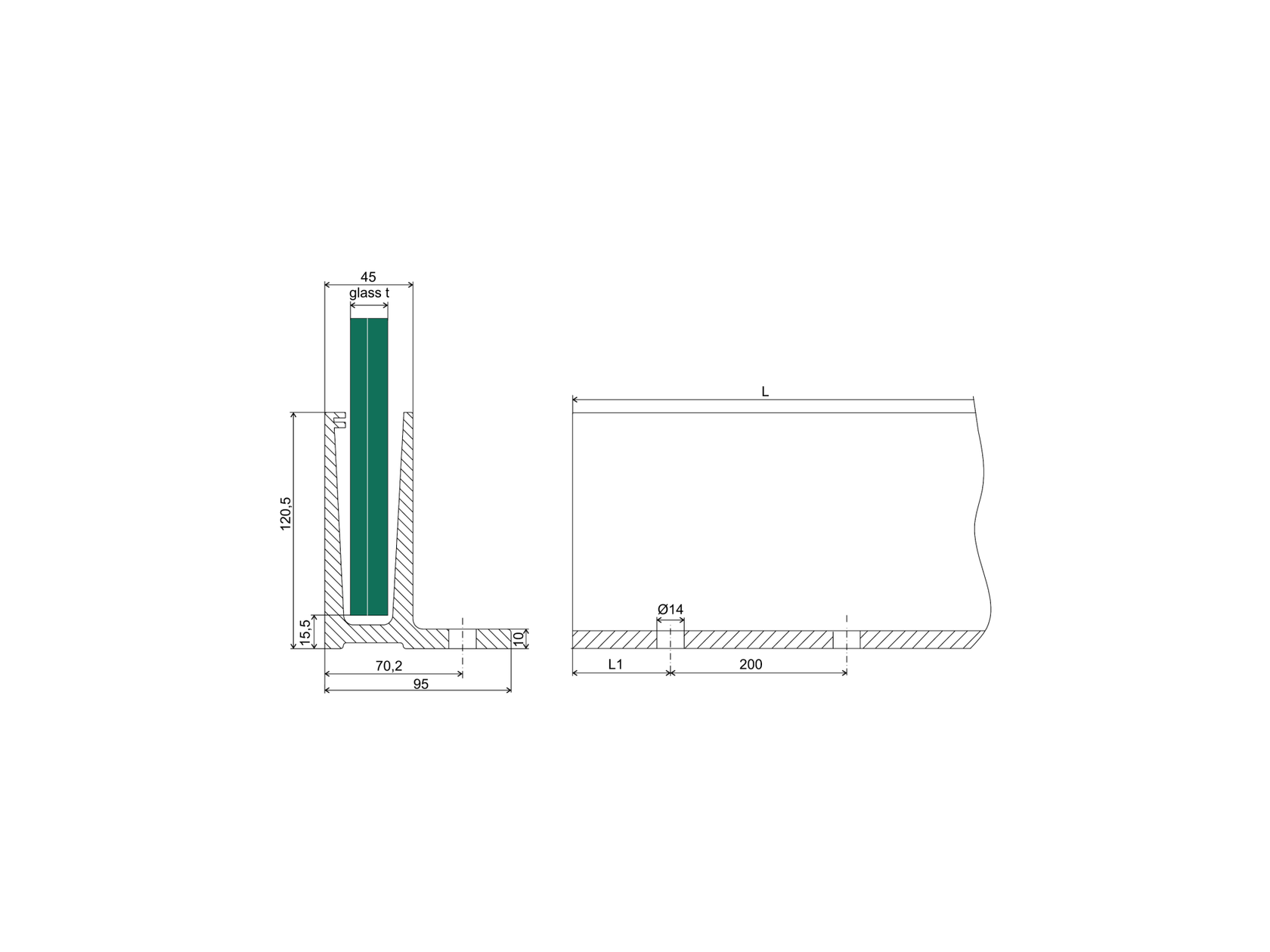 Al kotvící profil - kotvení vrchní