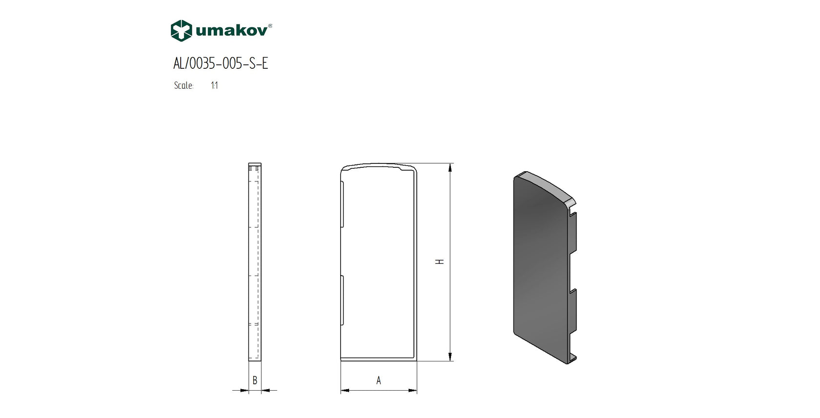 Záslepka pro profil AL/0005-S-E