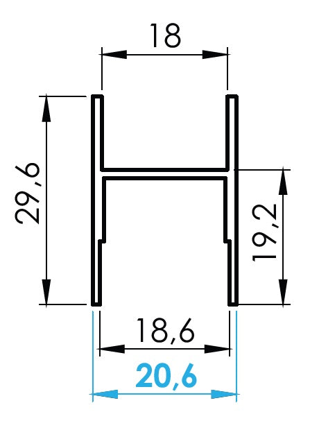 Hliníkový profil spodní pro skleněnou výplň