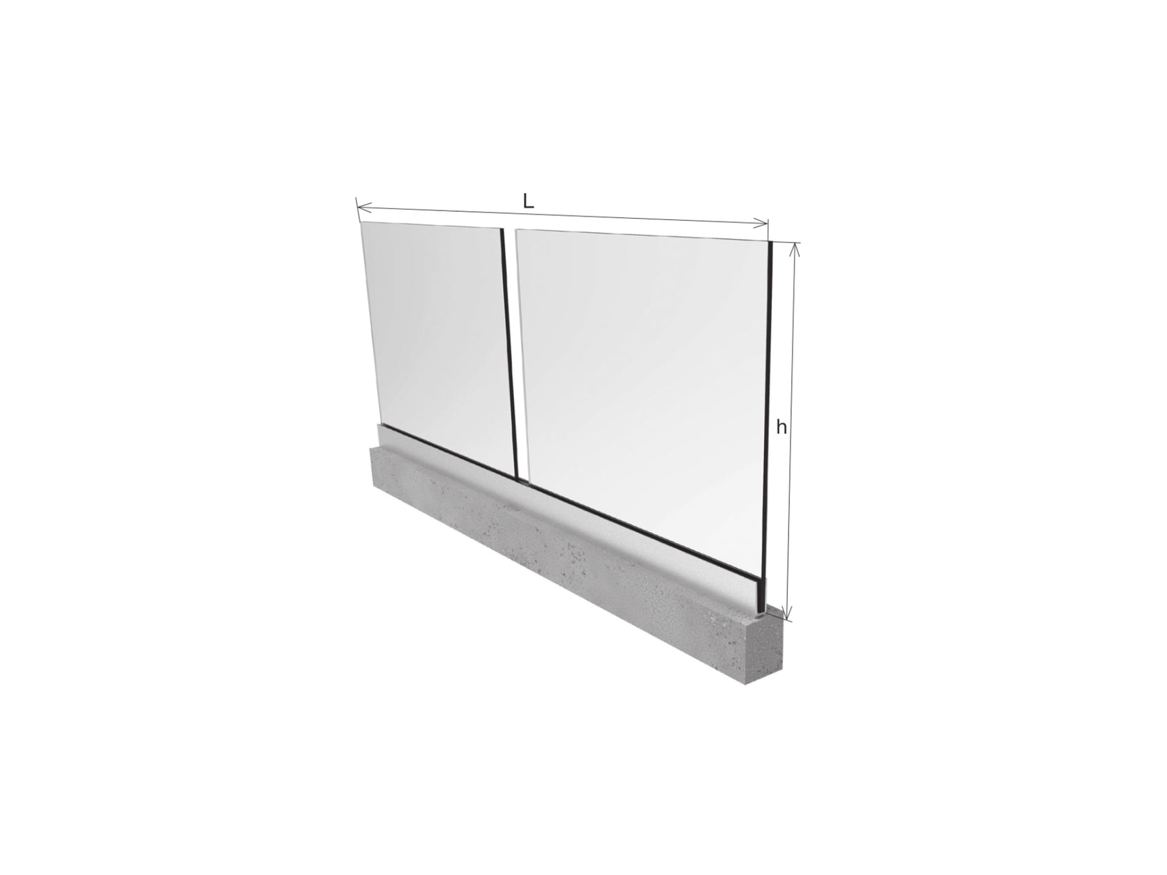 Celoskleněné zábradlí v AL profilu, 2500x1000mm