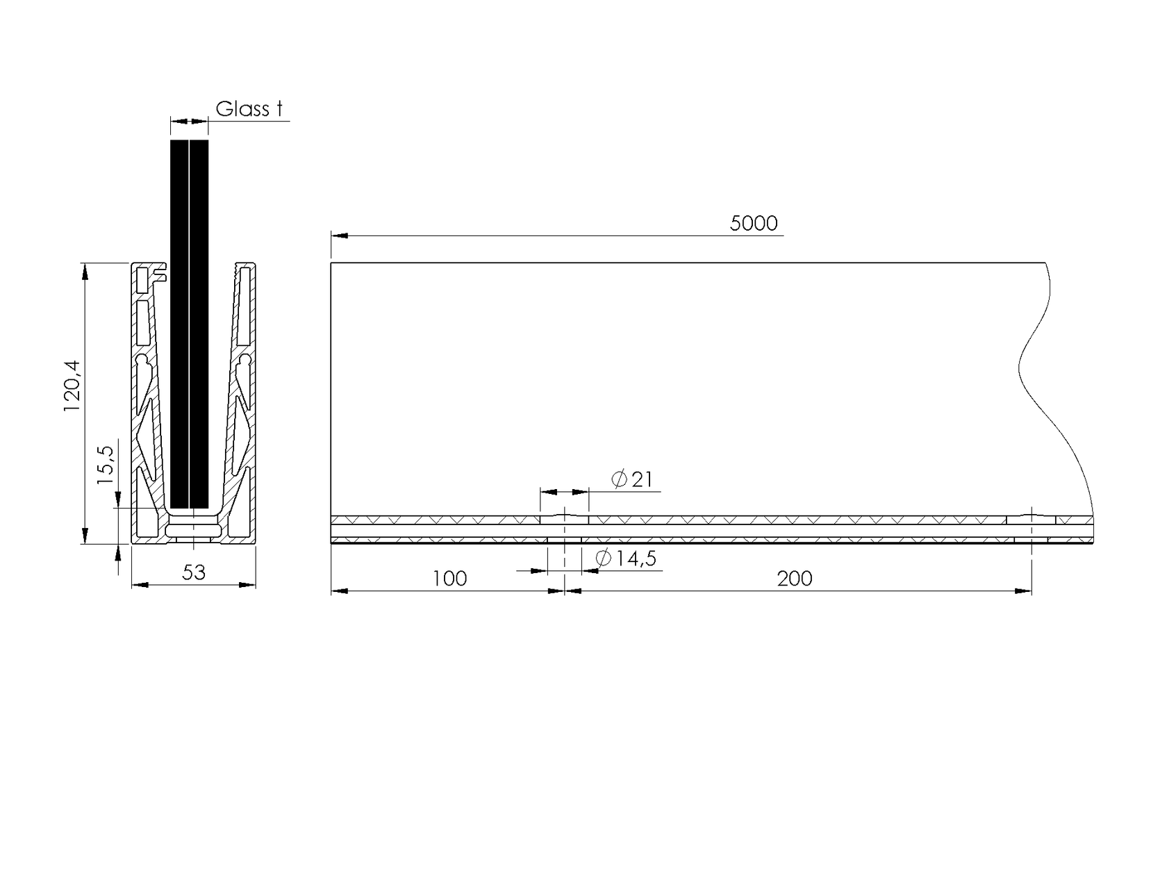 Al kotvící profil - kotvění vrchní