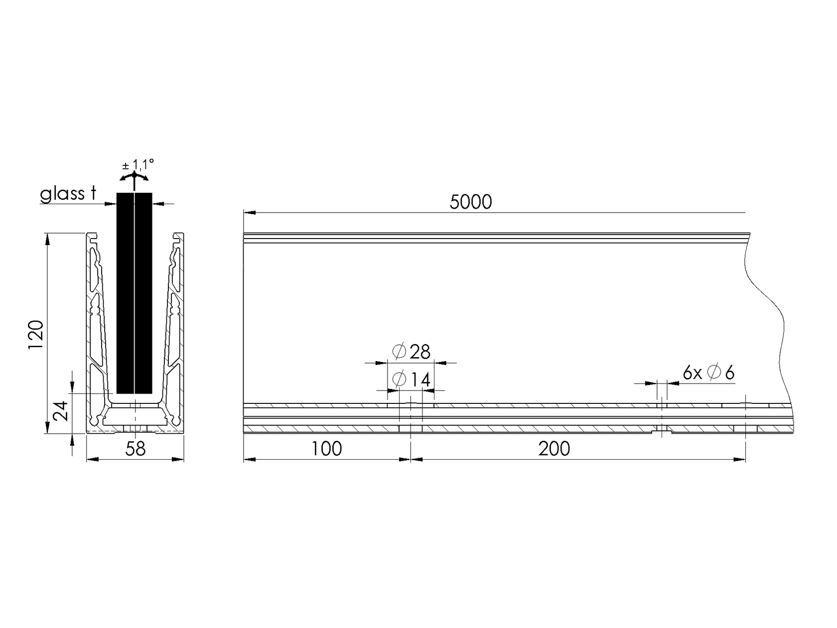 Al kotvící profil - kotvění vrchní