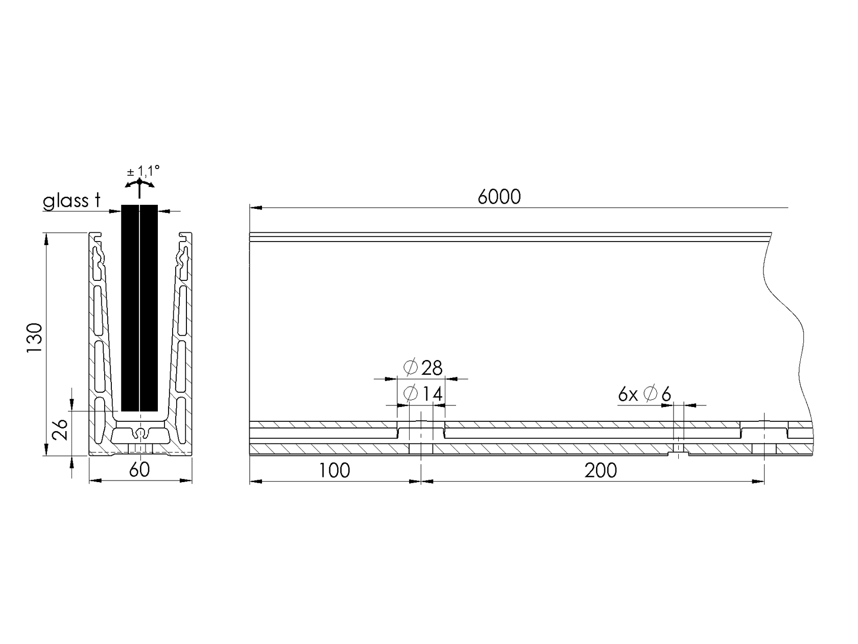 Al kotvící profil - kotvění vrchní