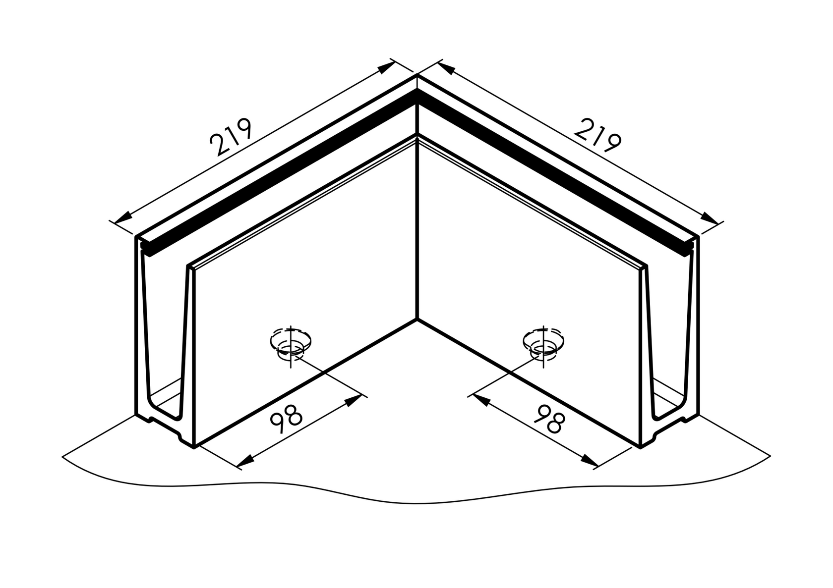 Kotvění vrchní - sklo hliník AL/INOX effect/Satin
