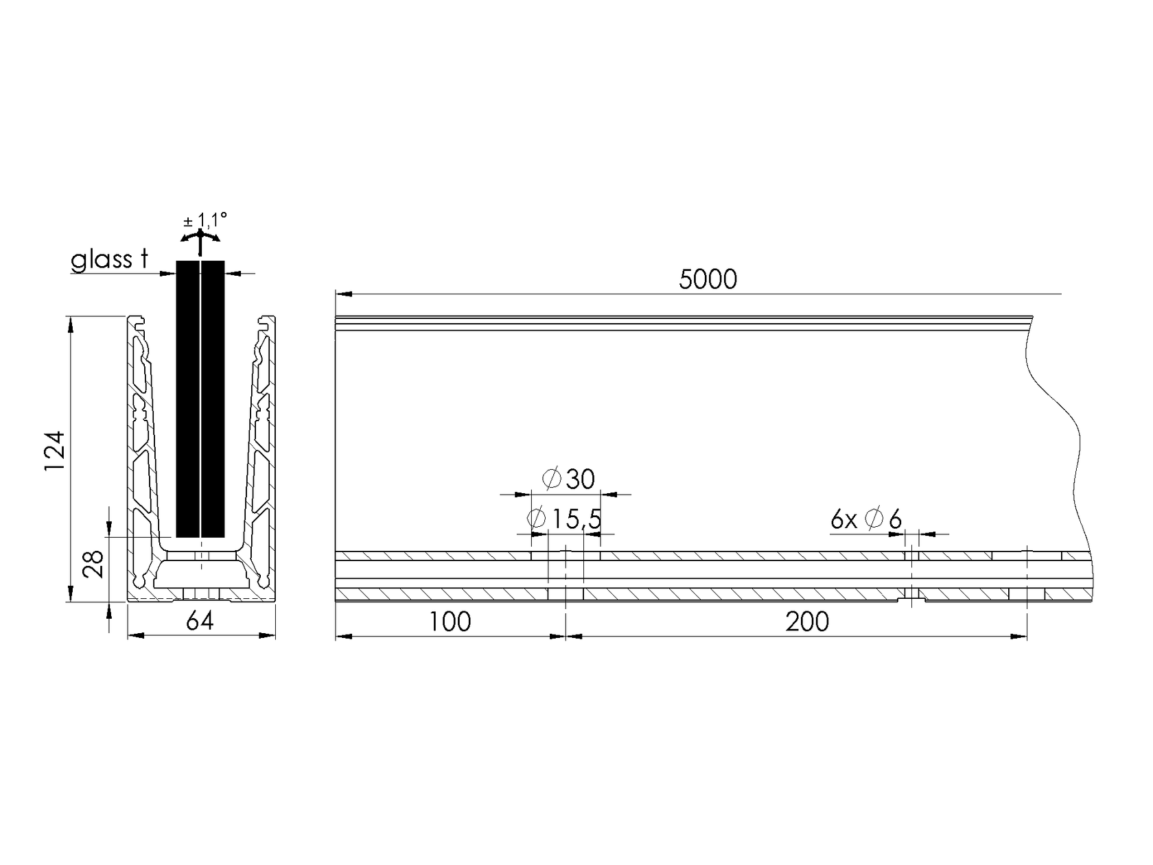 Al kotvící profil - kotvění vrchní