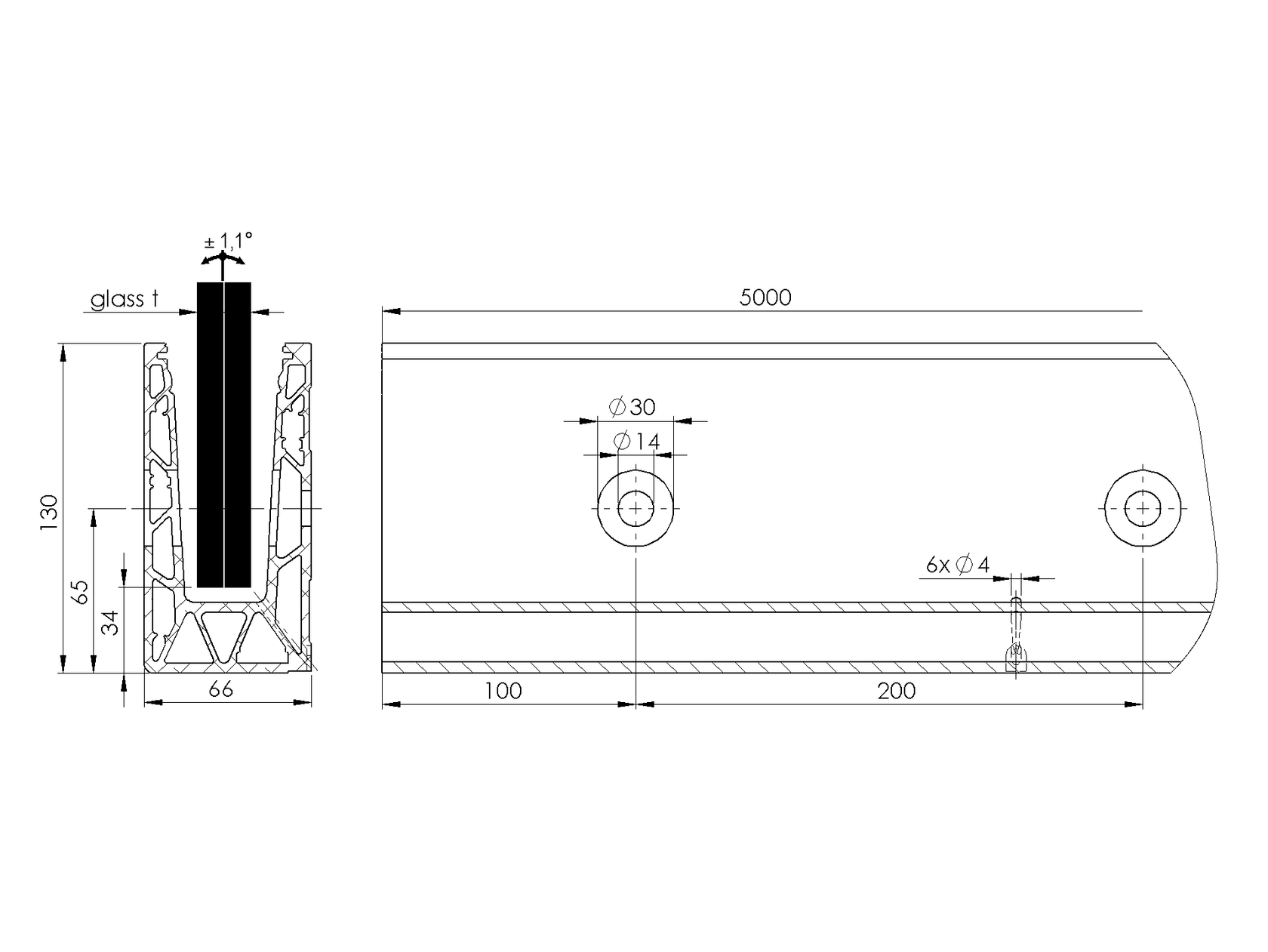 Al kotvící profil - kotvění vrchní