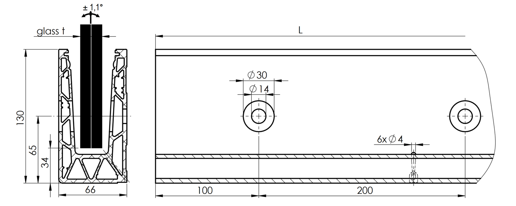Al kotvící profil - kotvění vrchní