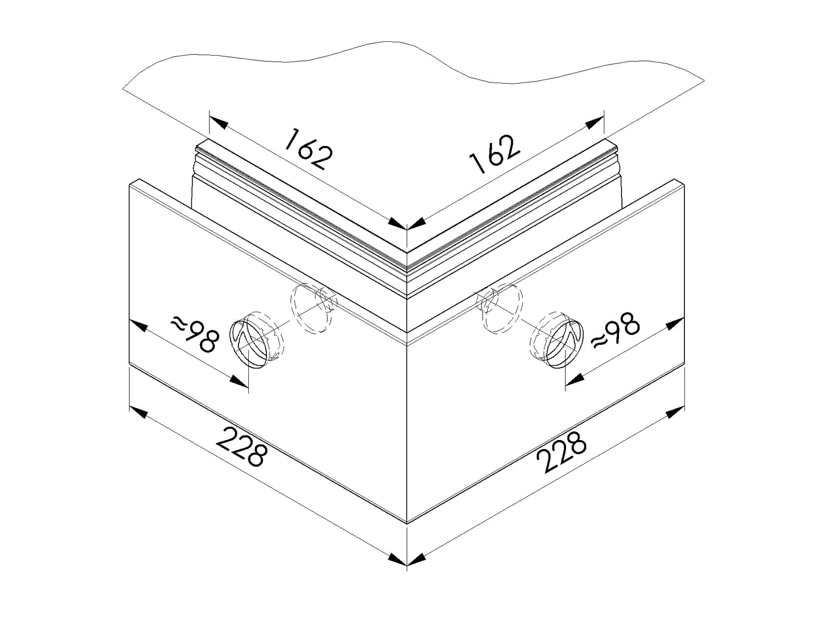 Kotvení boční - sklo AL, OUT