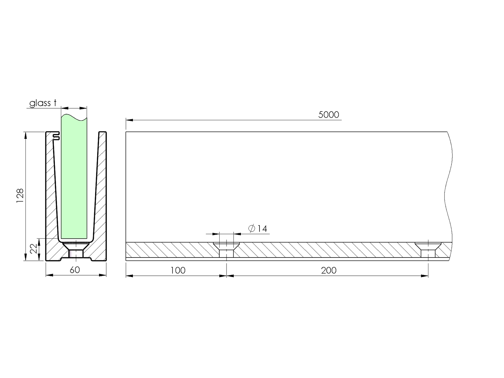 Al kotvící profil - kotvení vrchní