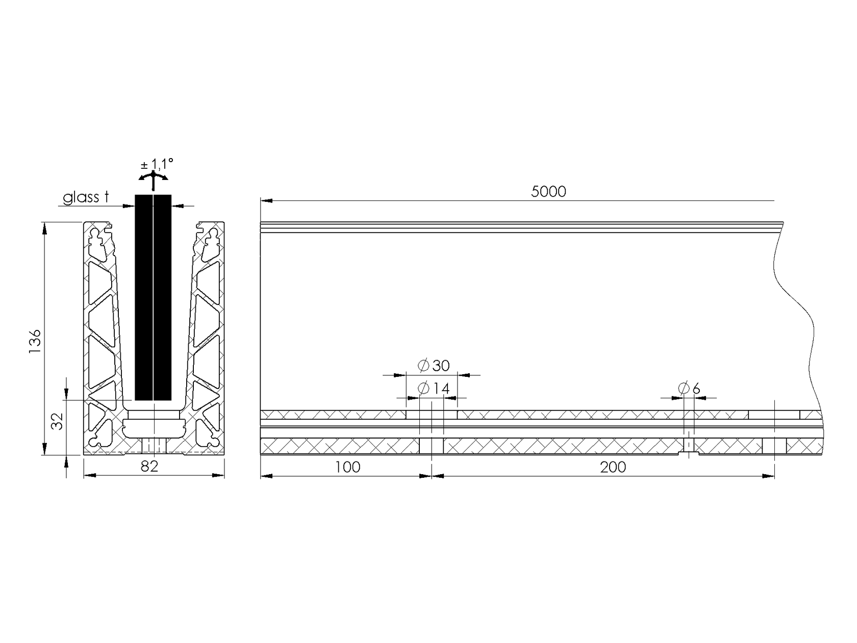 Al kotvící profil - kotvění vrchní