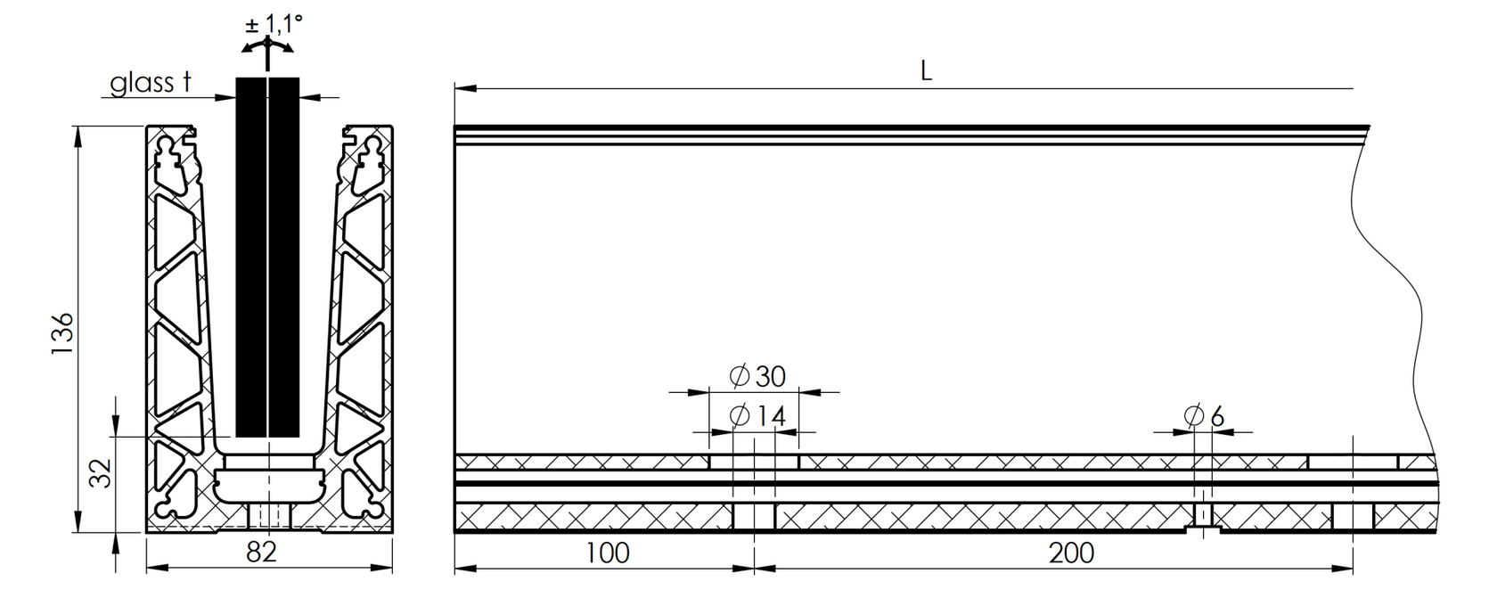 Al kotvící profil - kotvění vrchní