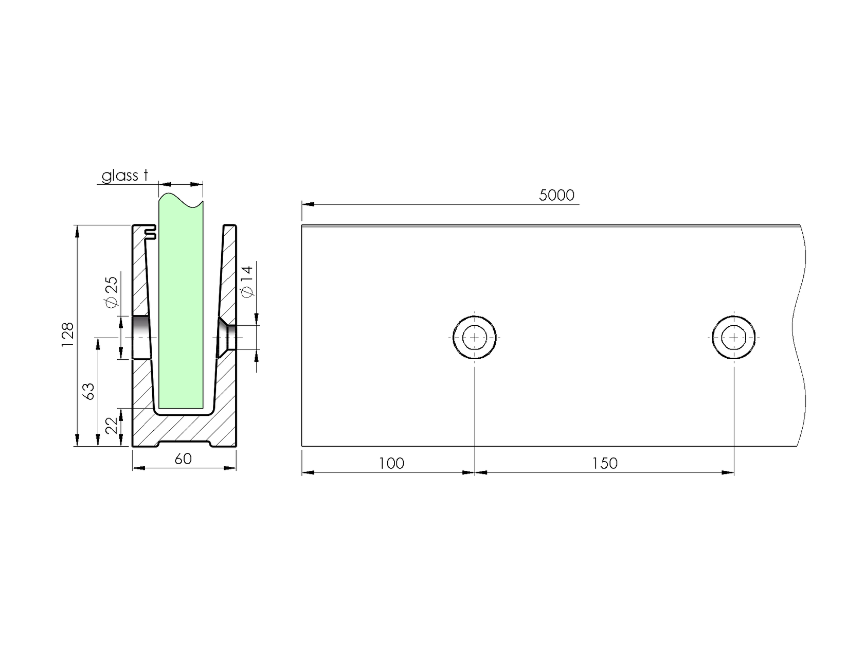Al kotvící profil-boční kotvení