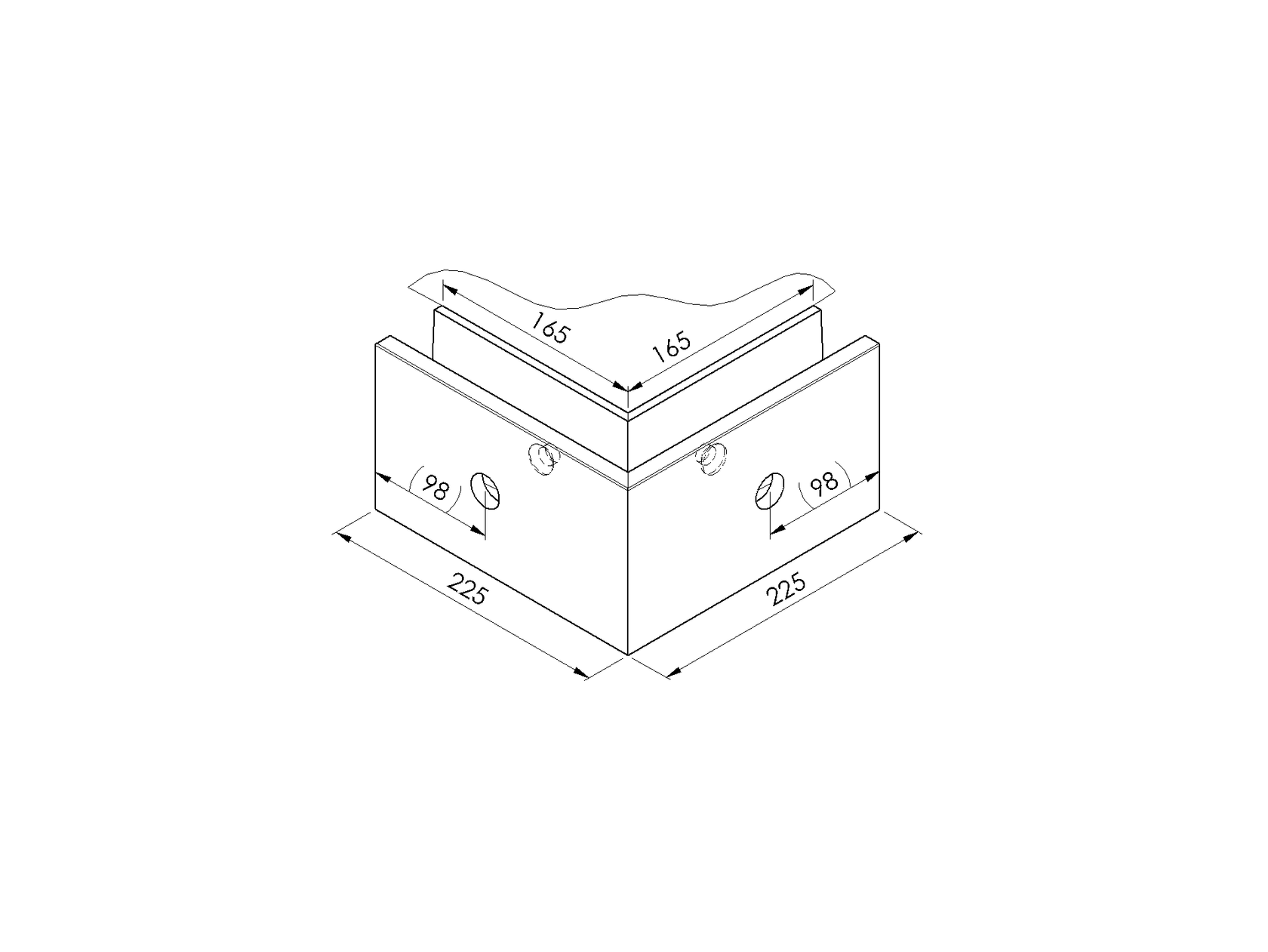 Kotvění vrchní - sklo hliník AL/ELOX/Satin L195mm,