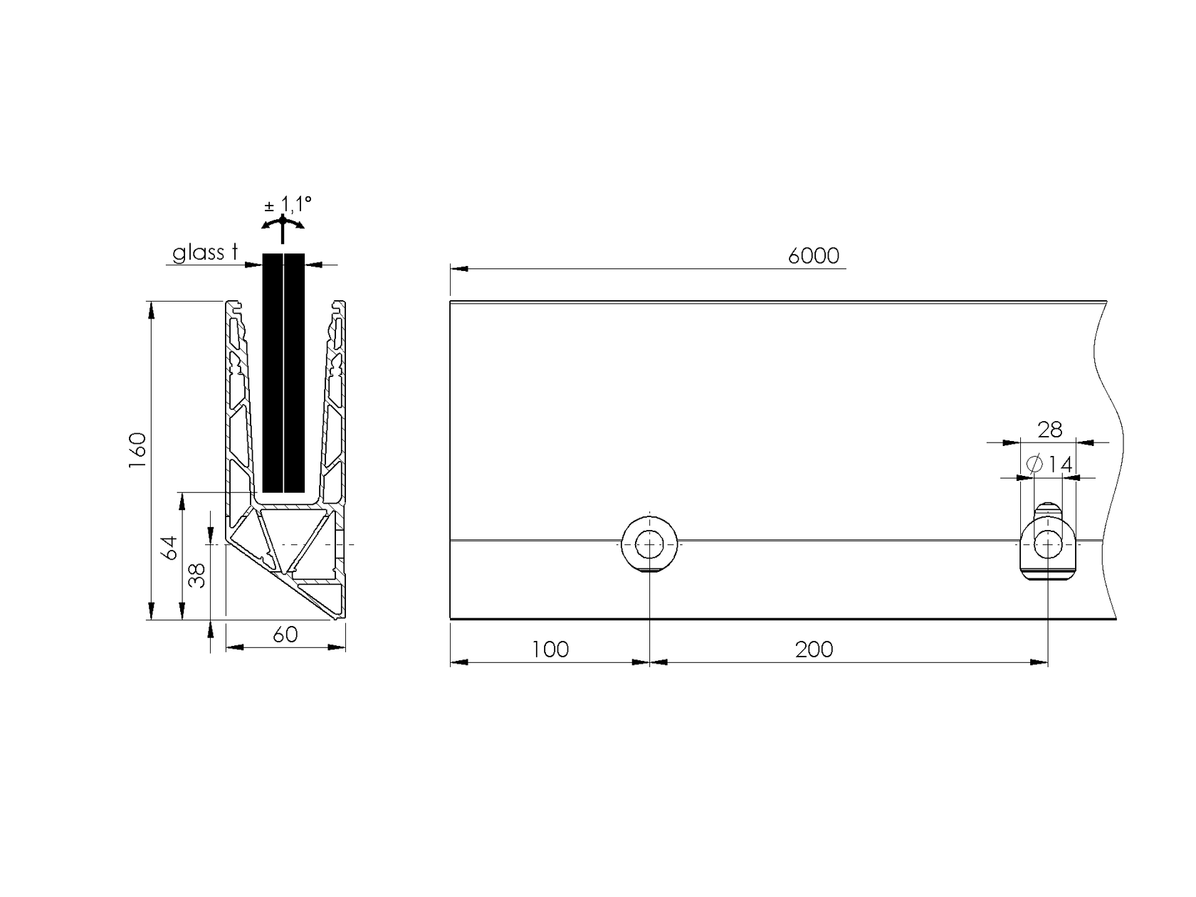 Al kotvící profil - kotvení boční