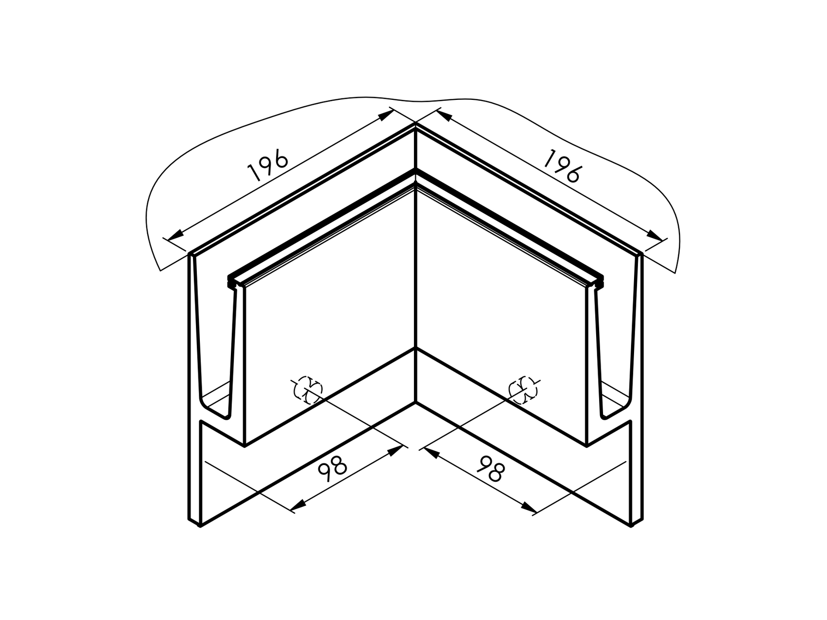 Kotvení boční - sklo AL/ELOX, 90° in