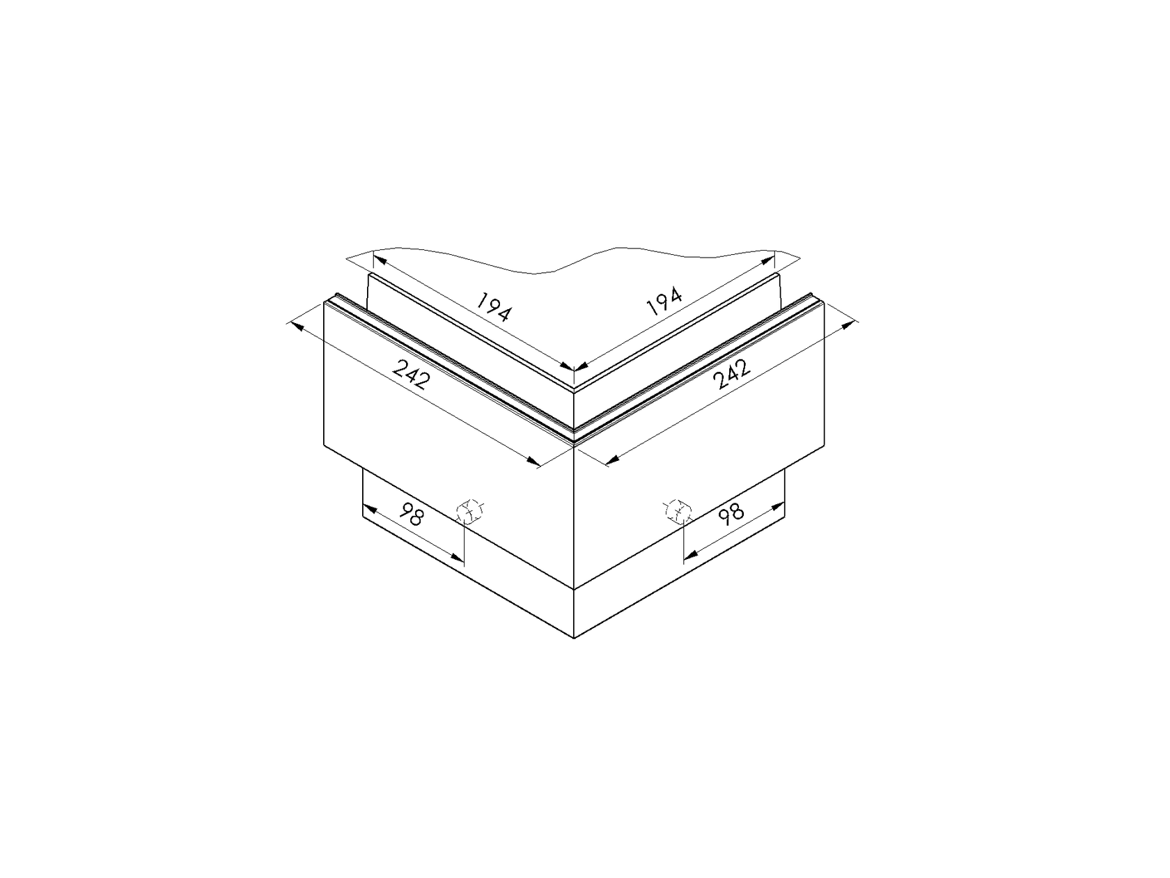 Kotvení boční - sklo AL/ELOX, 90° out