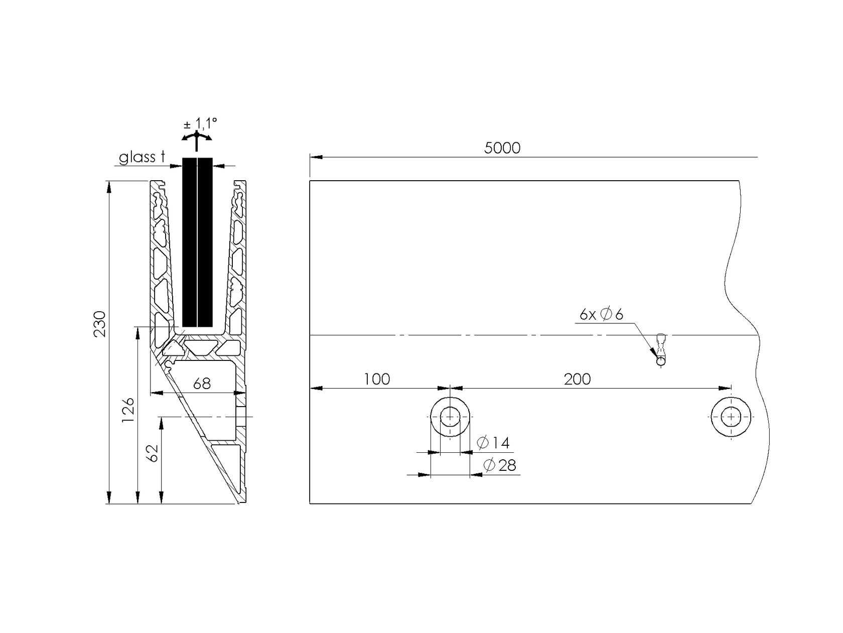 Al kotvící profil - kotvení boční