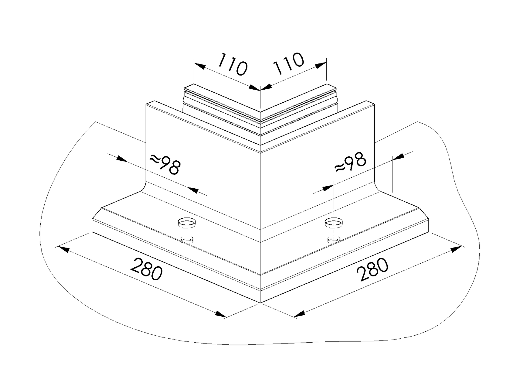Kotvění vrchní - sklo hliník