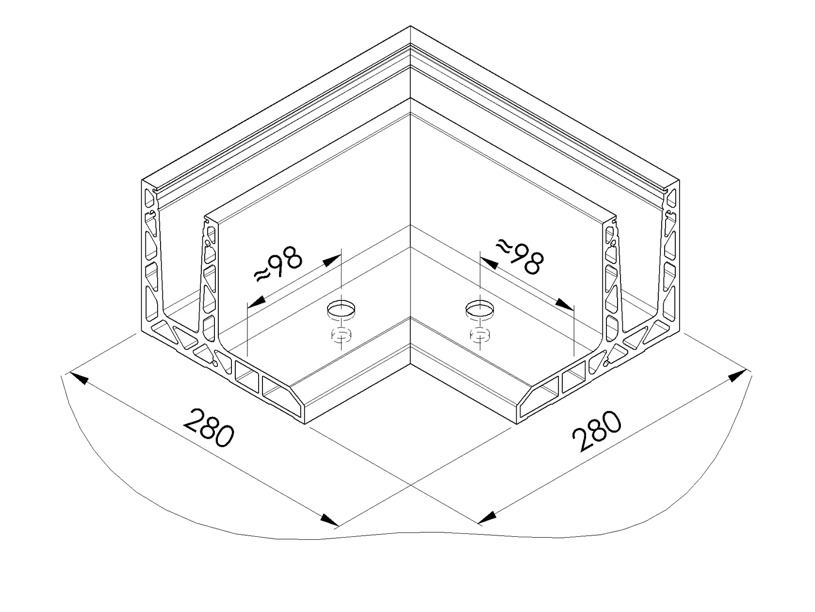 Kotvění vrchní - sklo hliník