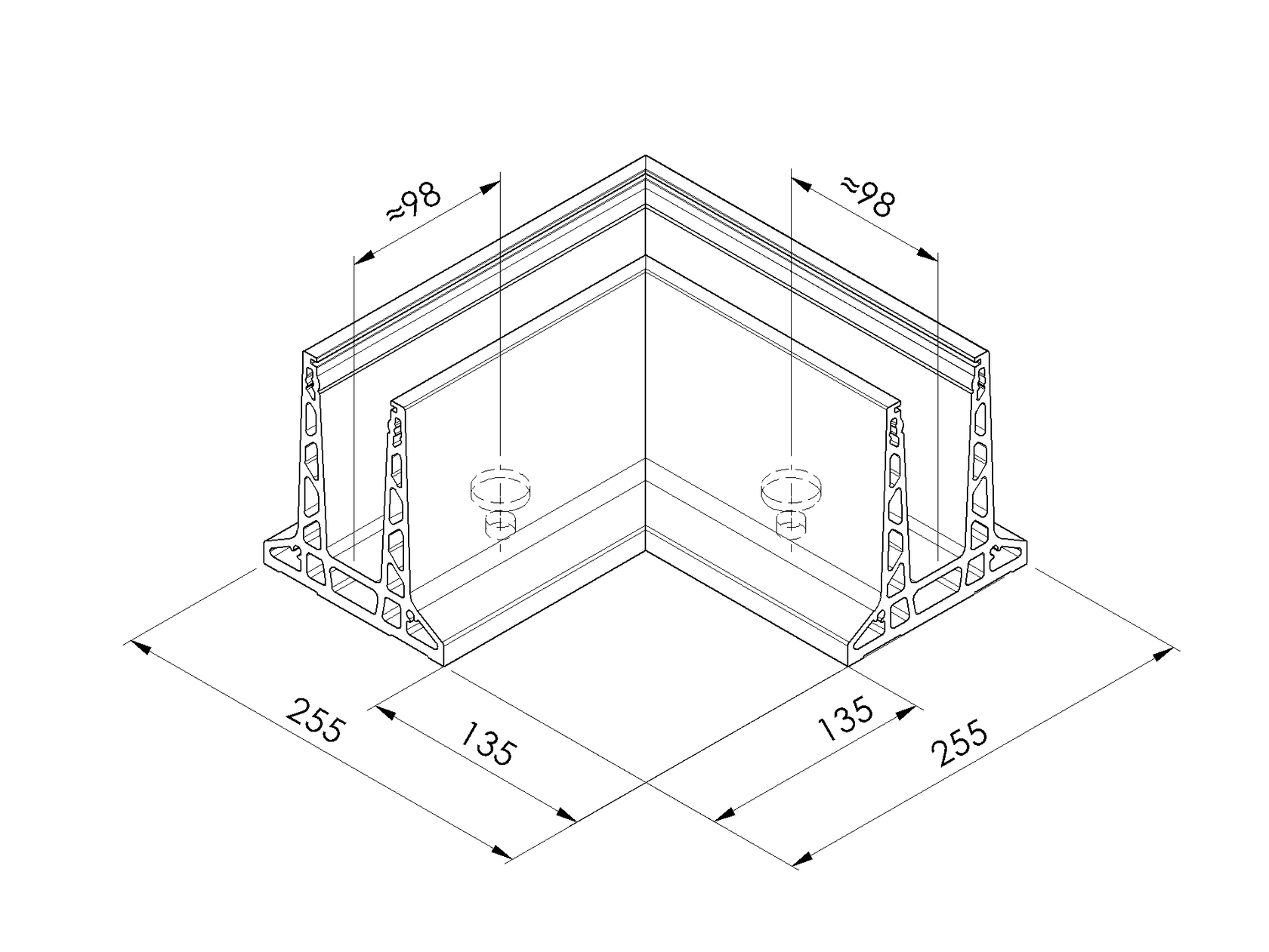 Kotvění vrchní - sklo hliník