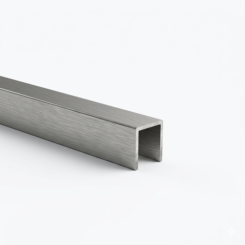 Profil pro zasklení U AL 17 × 20 × 1,5 mm pro sklo t8 mm s efektem INOX