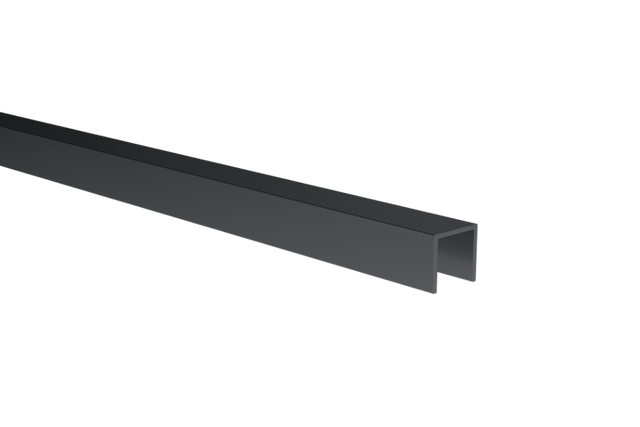 Profil pro zasklení U AL 15x15x2 mm pro sklo t6–8 mm, černý eloxovaný