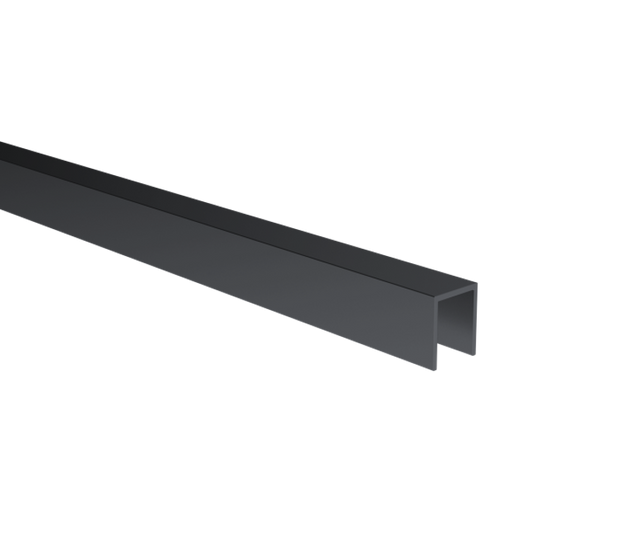 Profil pro zasklení U AL 20x30x2 mm pro sklo tloušťky 10–12 mm, černý, eloxovaný